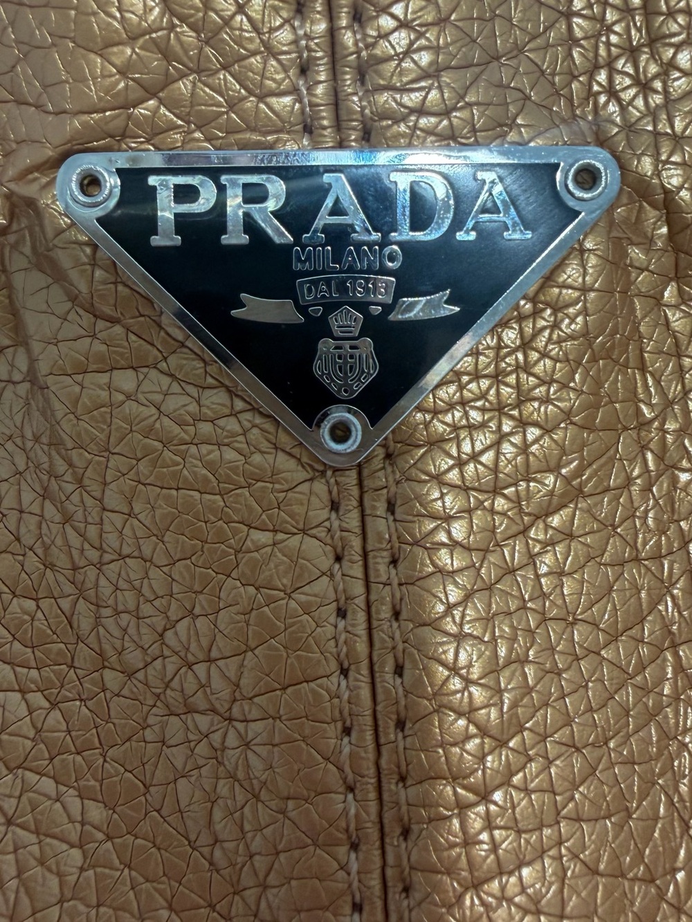 Y2K Prada Shoulder Bag authentic Gold Brown handbag silver coach vintage purse - Picture 6 of 12